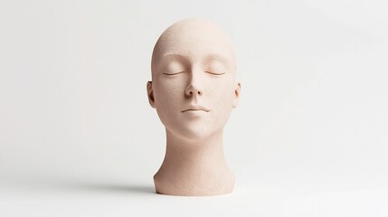 Sculpted Clay Human Head on White Background,3D