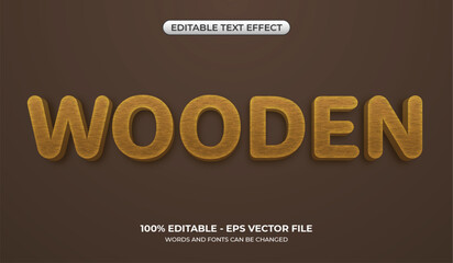 3D Wooden text effect. Editable wood texture graphic styles