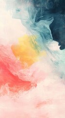 Naklejka premium Abstract Pastel Swirls Color Blend Painting Art