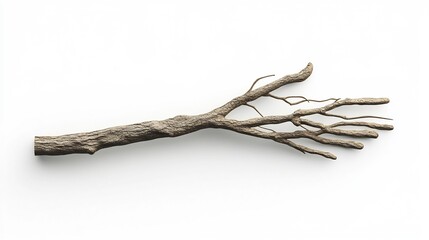 Wooden Hand Formed from Tree Branches Isolated on White Background 3D