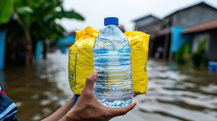 Flood Management and Mitigation Concept, Community Aid Efforts Distributing Clean Water and Supplies in Flood-Affected Areas in Florida