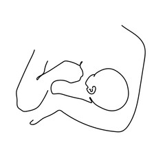 Minimalist Line Art of Mother Breastfeeding Baby in a Tender Moment