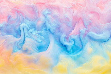 Obraz premium A vibrant background of flowing pastel gradients in pink, blue, and yellow, creating a soft yet dynamic atmosphere.