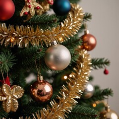 A beautifully decorated Christmas tree adorned with festive ornaments