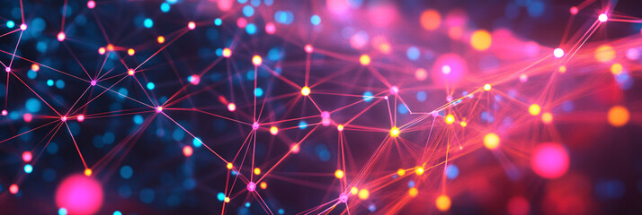 Abstract polygonal network, with glowing points connected by lines, symbolizing digital communication and data flow. 