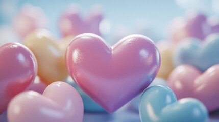 Obraz premium A cluster of pastel hearts a lovely romantic image