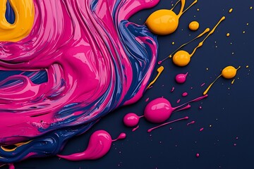 Vibrant and Fluid Abstract Roll Up Banner Design with Bold Contrasting Paint Swirl Patterns Ideal for Attention Grabbing Marketing Materials Brochures and Advertising Layouts