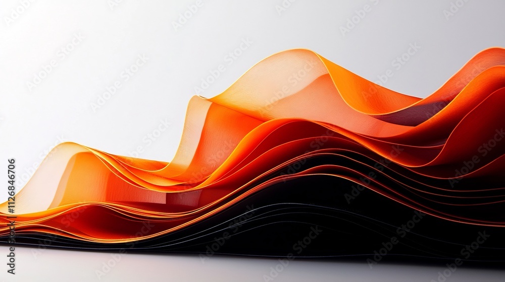 Poster overlapping translucent layers in geometric shapes and patterns create a bold dynamic 3d roll up or 