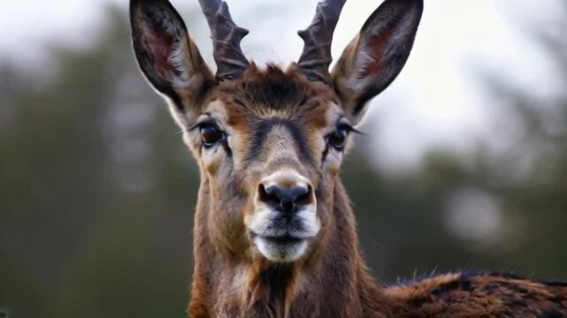 A male Mouflon, ram head close up looking around. High quality 4k footage