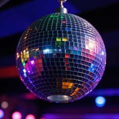 Obraz premium Disco ball illuminates the club with vibrant colorful reflections