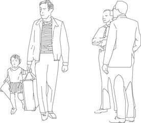 Vector sketch illustration silhouette design image of two people having a discussion in the office.eps