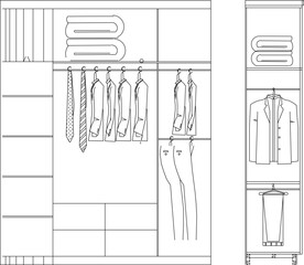 Vector sketch illustration of interior design silhouette, wardrobe, furniture, room filler.eps