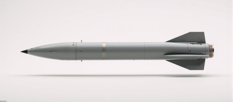 White-background depiction of a guided missile rocket carrying a tactical nuclear warhead