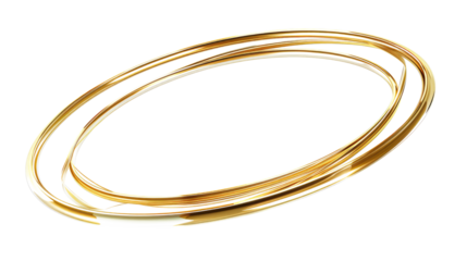 golden oval line art design isolated on white or transparent png