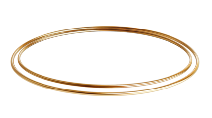 golden oval line art design isolated on white or transparent png