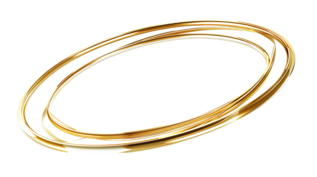 golden oval line art design isolated on white or transparent png