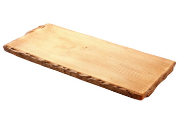 Long rustic wooden serving board isolated with transparent background