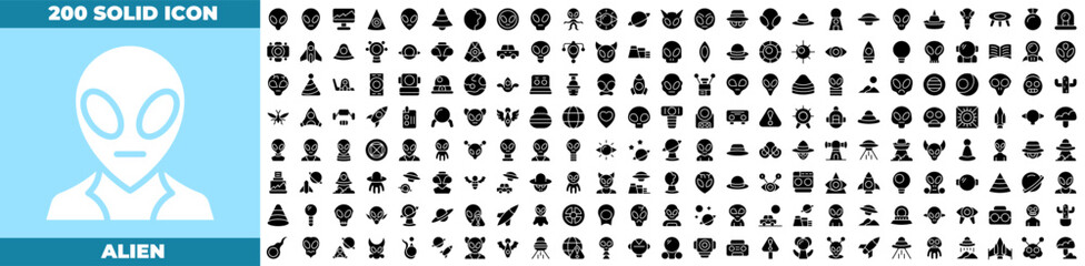 Alien Solid Editable Icons set. © Madani Pro