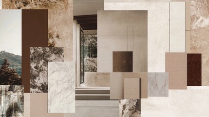 Color of the year 2025 Mocha Mousse. Mood fashion collage. Trendy aesthetic concept. Light brown coffee moodboard.