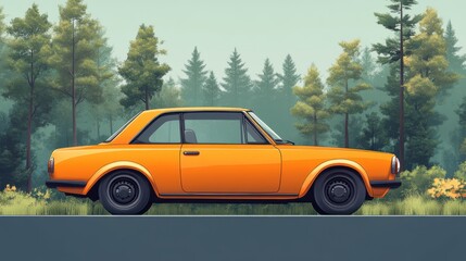 Fototapeta premium a cartoon of an orange car