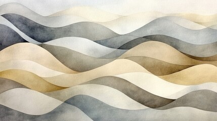 Abstract Watercolor Painting Of Rolling Hills