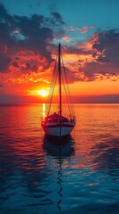 Breathtaking Sunset Sail on the Serene Mediterranean Sea