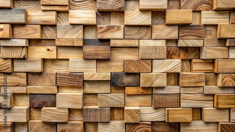 Leinwandbilder a seamless pattern of wooden blocks in various shades of brown, arranged in a staggered pattern, cre