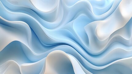 Fototapeta premium Abstract Blue and White Wavy Forms Design