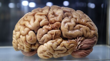 Close-up of human brain showing plaques. Understanding the complexities of neurological conditions through detailed anatomical study.