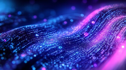 Abstract Digital Data Wave Showing Blue And Purple Light