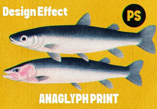 Anaglyph Print Design Effect Mockup