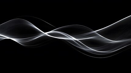 Abstract White Light Waves On Black Background