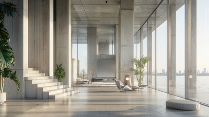 Modern architectural design showcase urban space interior photography minimalist natural light