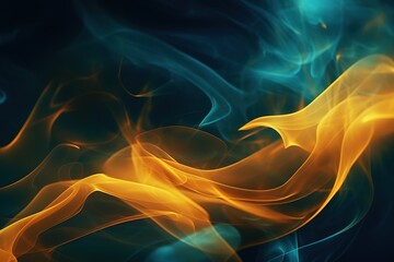 Fototapeta premium Abstract coloured mix flames isolated on black background. Realistic chemical fire blasts. 