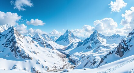 Breathtaking mountain landscape under a vibrant sunset sky