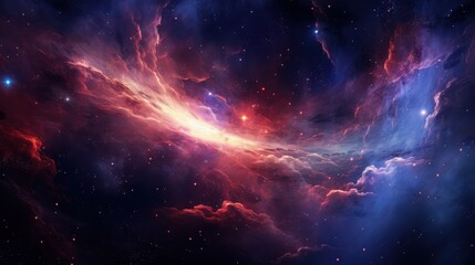 Cosmic Nebula Red And Blue Swirling Cloudscape