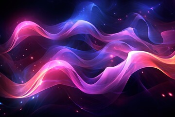 Obraz premium abstract futuristic background with pink blue glowing neon moving high speed wave lines and bokeh lights. Data transfer concept Fantastic wallpaper, . High quality photo 