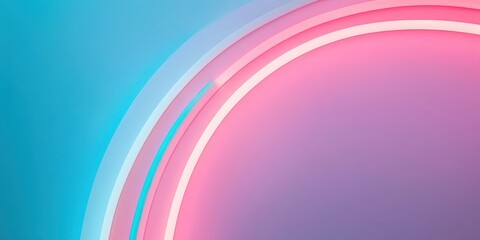 Macro view of vibrant neon arcs blending pink and teal tones seamlessly into a soft gradient backdrop.