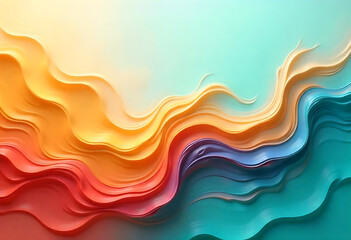 Fototapeta premium Colurefull Abstract art background wave background with orange green warm colure with high tide art colurefull colure wave Background 