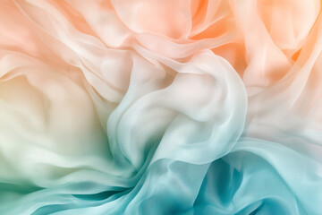 Obraz premium A gentle color smoke background with soft pastel shades of peach, light pink, and aqua creating a dreamy ambiance.