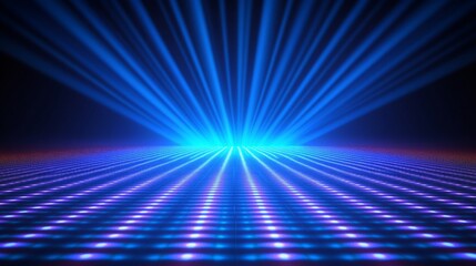 Obraz premium Abstract Blue Light Rays Over Gridded Surface