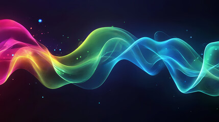Abstract fluid 3d twisted iridescent holographic neon waves background with blue and green colorful gradient. Opalescent. Illustration