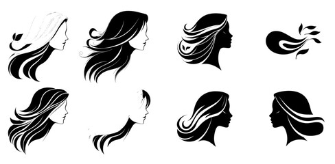 Modern monochrome silhouette icon depicting a girl's portrait.