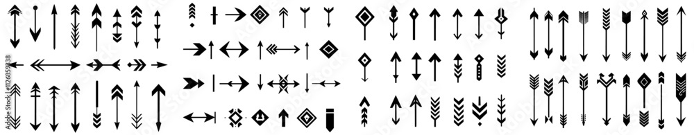 Fototapete Web arrows. Icons for website direction arrows, signs, buttons, and modern infographics. Illustration of an arrow button for a website, used as a web navigation pointer.