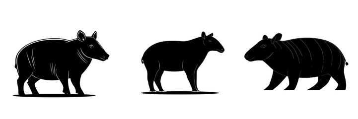 Fototapeta premium A contemporary, isolated tapir icon in black and white, with a stylized design.