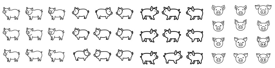Obraz premium A group of black-and-white pigs set against a white backdrop.