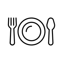 Plate, fork and knife icon