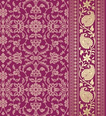 wedding card design, traditional paisley floral pattern , royal India	