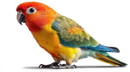 Fototapeta premium a colorful parrot standing on a white background