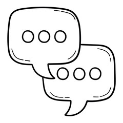 Hand drawn doodle chat icon on a white background.